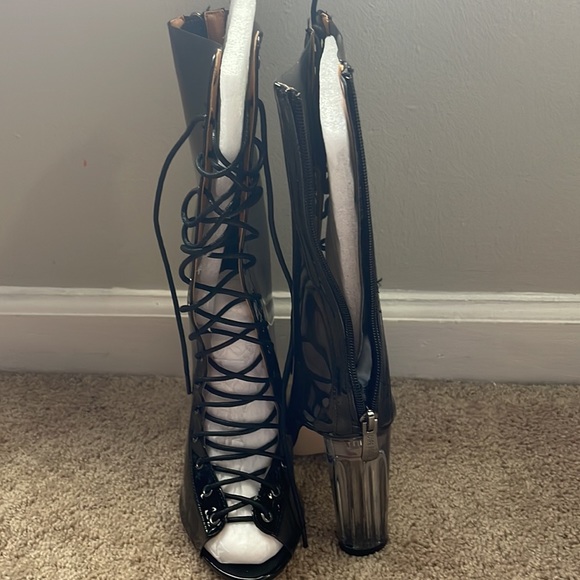Cape Robbin Clear Black Lace up booties size 6.5 - Picture 2 of 2